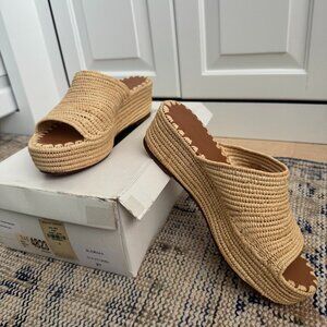 Carrie Forbes - Karim Woven Wedge Slide Sandals Size 7B/37